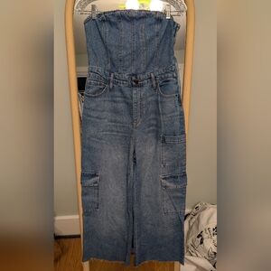 Wild Fable Raw Hem Denim Cargo Jumpsuit